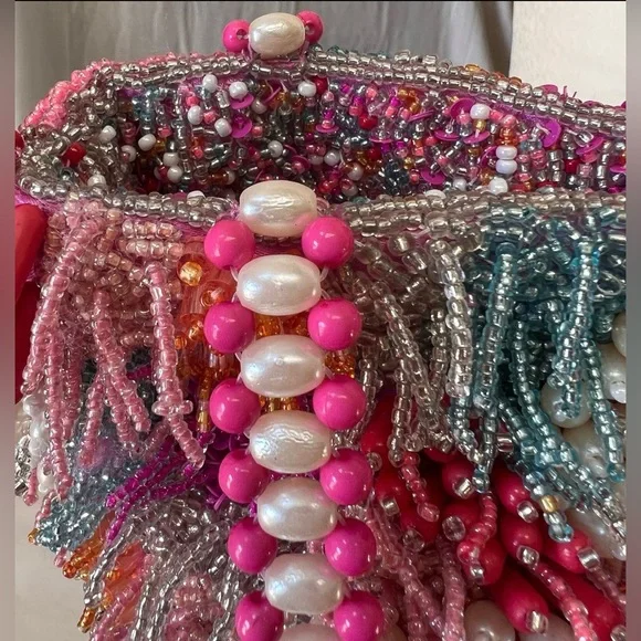 NWT! Handcrafted Colorful Beaded Shoulder Bag - Picture 4 of 6